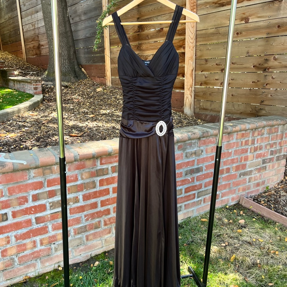 XOXO Black Ruched Maxi Gown V-Neck